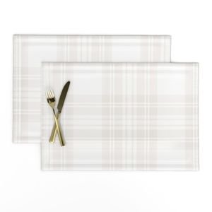 Soft Bone White Large Traditional Tartan Plaid Pattern Interior Collection Home Decor Collection cozy placemat design