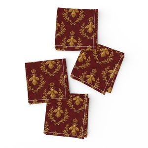 Small Napoleonic Royal Bee and Laurel Wreath Pattern on Crimson Red Home Styling Collection Home Styling Collection gold pattern napkins design