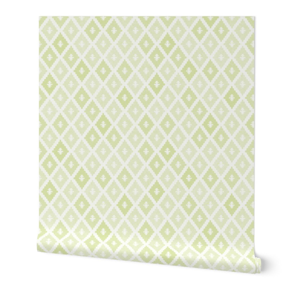 Small Sun Faded Mediterranean Diamond Pattern in Lime Sage Green Interior Collection Design Collection lime wash wallpaper
