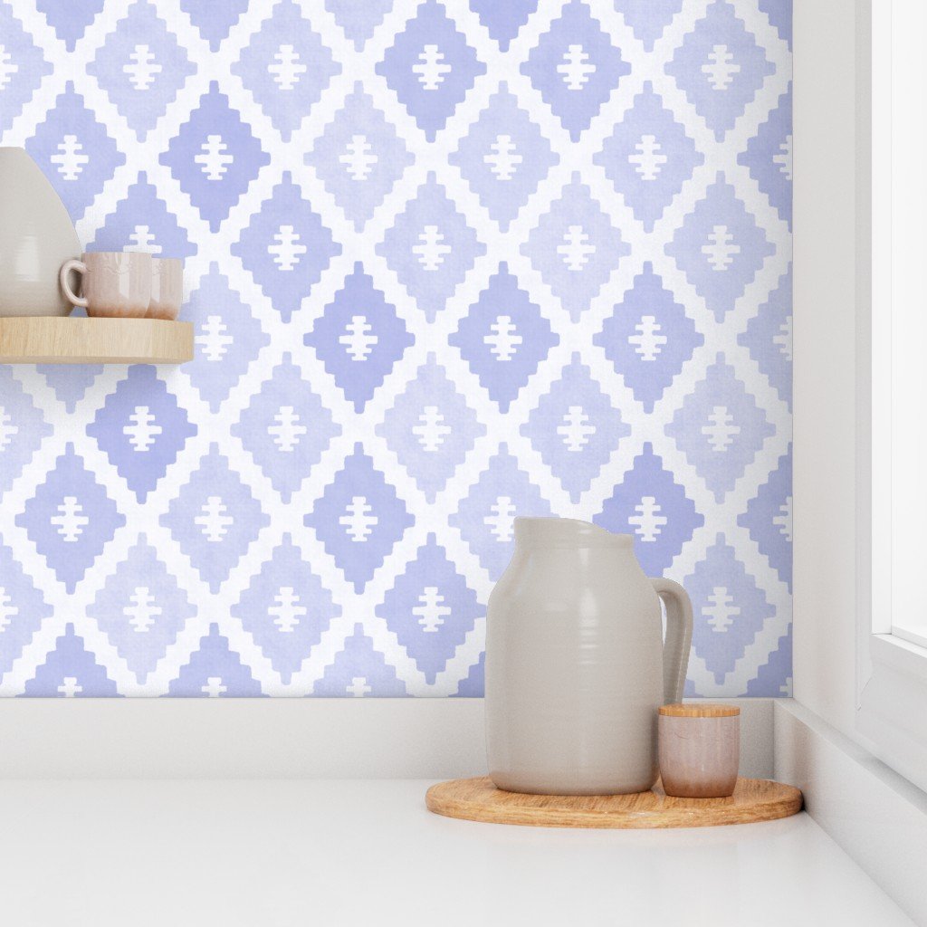 Large Sun Faded Mediterranean Diamond Pattern in Lavender Mist Blue Decor Collection Home Decor Collection lavender blue wallpaper