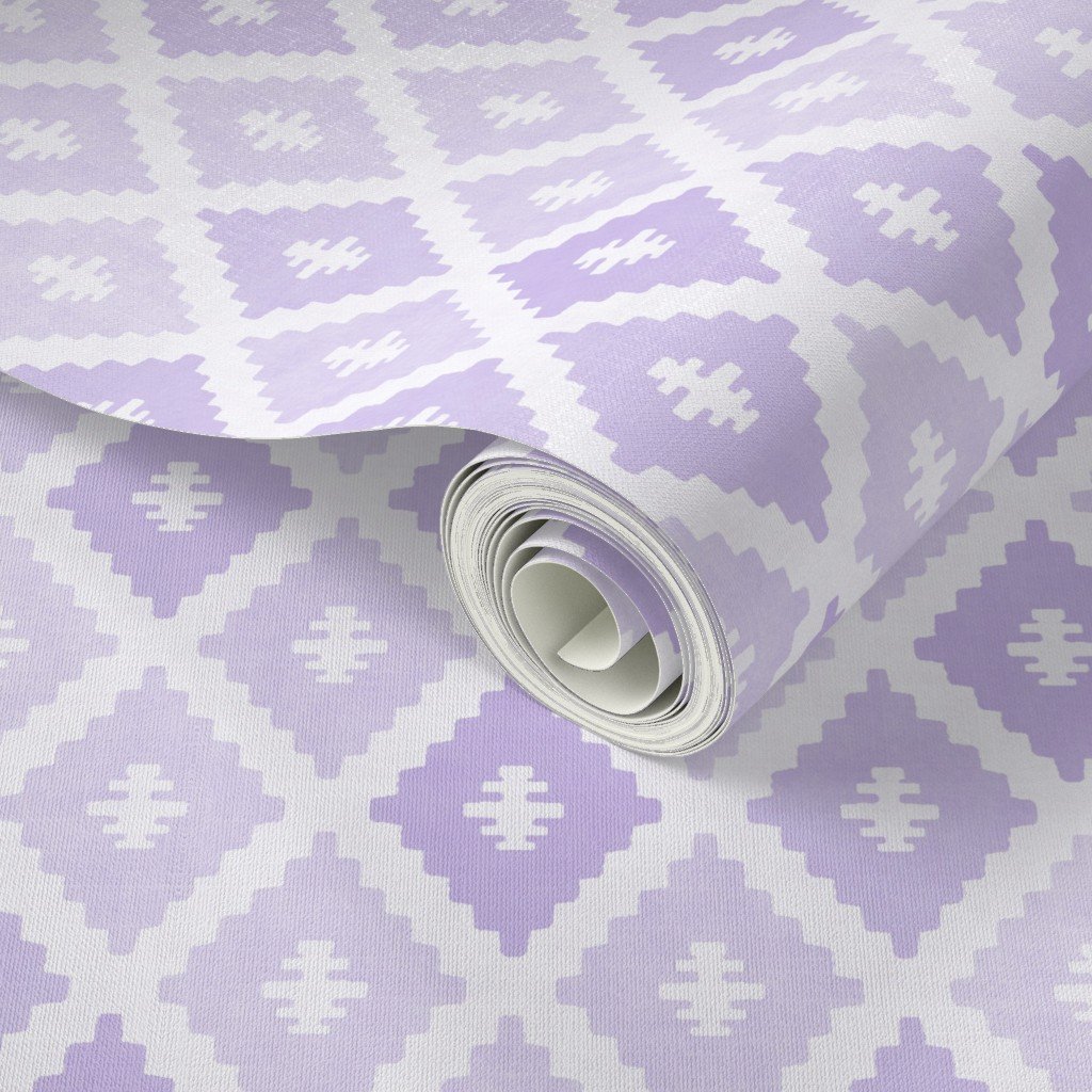 Small Sun Faded Mediterranean Diamond Pattern in Soft Orchid Lavender Decor Collection Interior Collection orchid purple wallpaper
