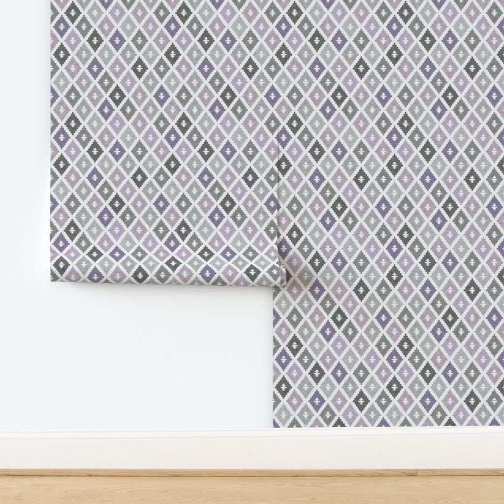 Small Sun Faded Mediterranean Diamond Pattern in Smoky Lavender Slate Decor Collection Home Styling Collection cool tone wallpaper