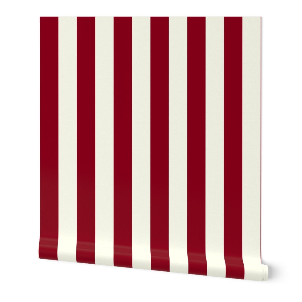 Classic Burgundy and Ivory 2-inch Vertical Stripes Home Decor Collection Home Styling Collection 2 inch stripe wallpaper