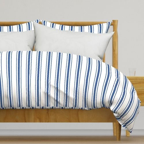 Mattress Ticking Wide Striped Pattern in Dark Blue and White Home Decor Collection Home Decor Collection blue stripe duvet cover design