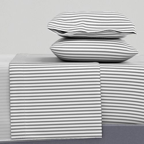 Mattress Ticking Narrow Striped Pattern in Dark Black and White Home Decor Collection Decor Collection mattress stripes sheet set design