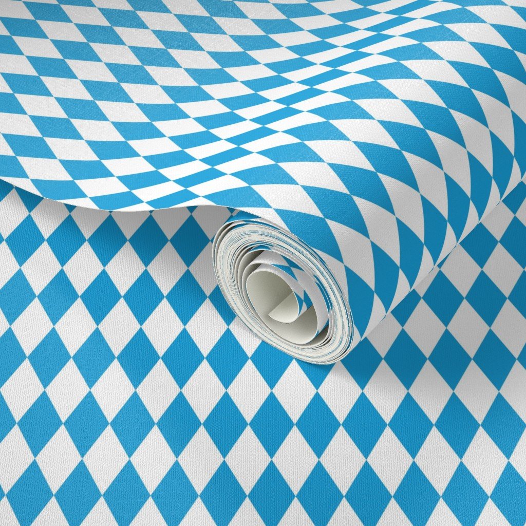 Oktoberfest Bavarian Blue and White Medium Diagonal Diamond Pattern Home Decor Collection Decor Collection blue diamonds wallpaper