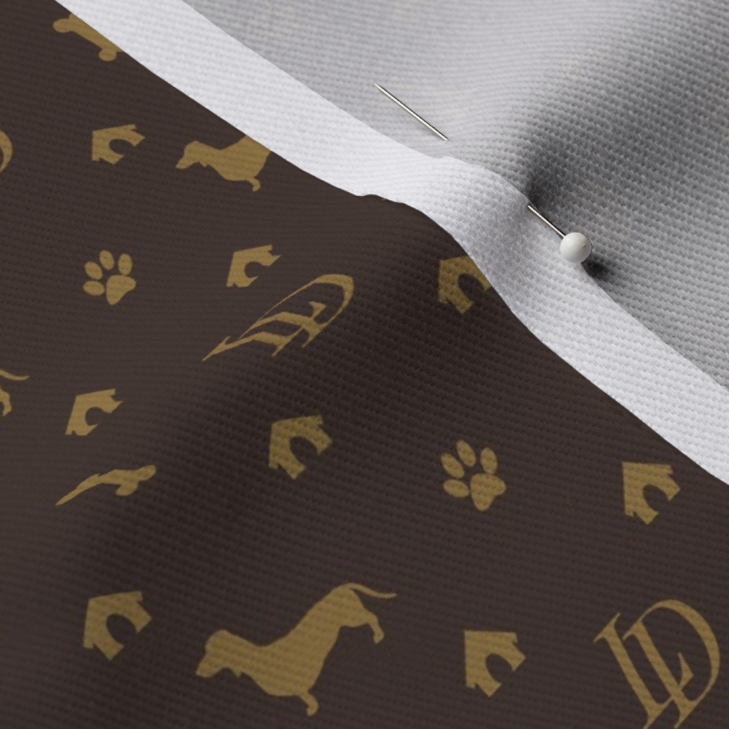 Louis Luxury Mini Dachsund Dog Attire Print Fabric brown dog harness fabric