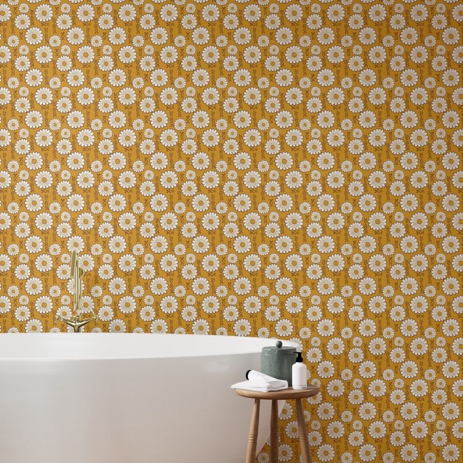 Harry Sunflower Shirt Flower Print Hippie Pop Art Floral Pattern Wallpaper big floral wallpaper