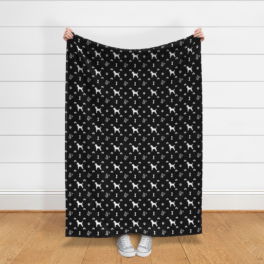 Luxury Louis Poodle Pet Dog Print Black & White Fabric dog bones fabric