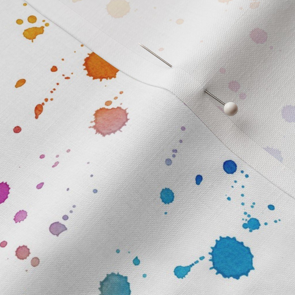 Rainbow Bright Pastel Watercolor Drops Splatters and Dribbles Fabric drops dribbles fabric