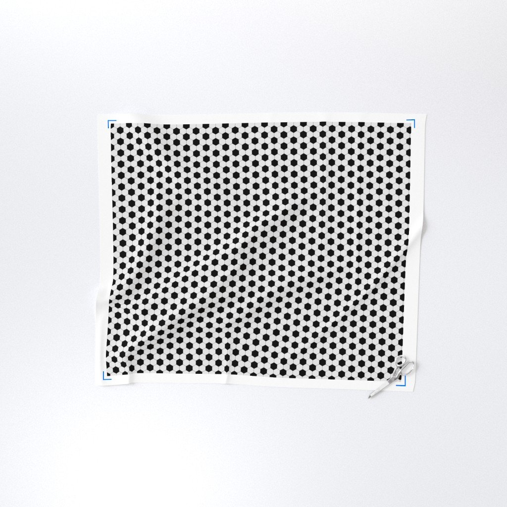 Mini Classic Soccer Football Hexagonal Black and White Seamless Print Fabric black hexagons fabric