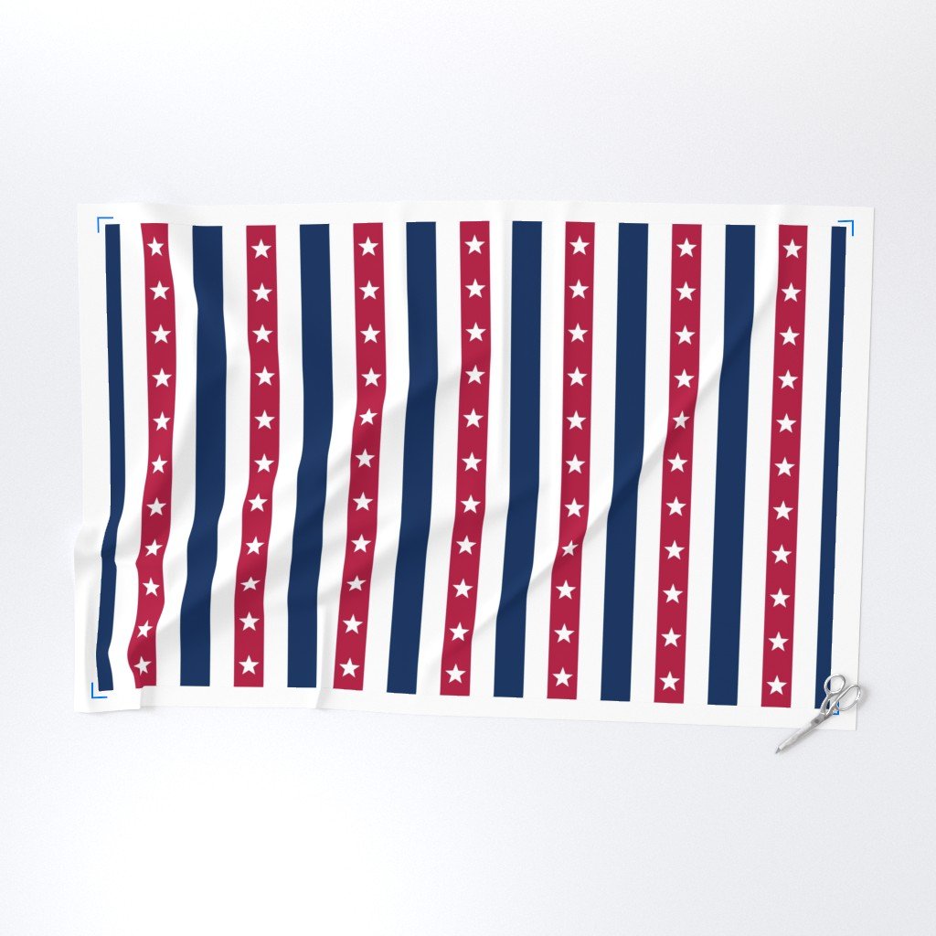 USA Flag Colors of Red White and Blue with Stars in Alternating 2 Inch Fabric old glory fabric