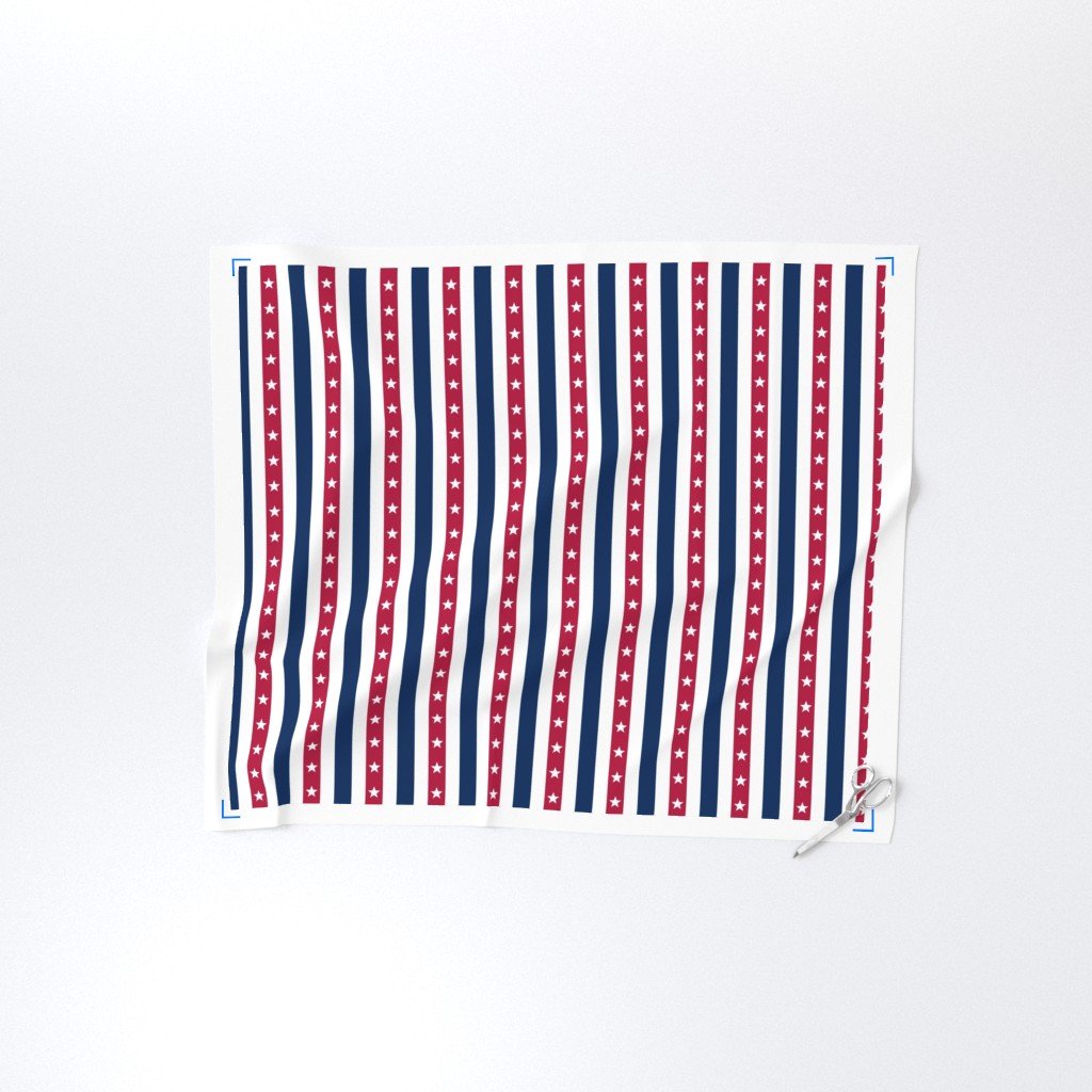 USA Flag Colors of Red White and Blue with Stars in Alternating 1 Inch Fabric old glory fabric