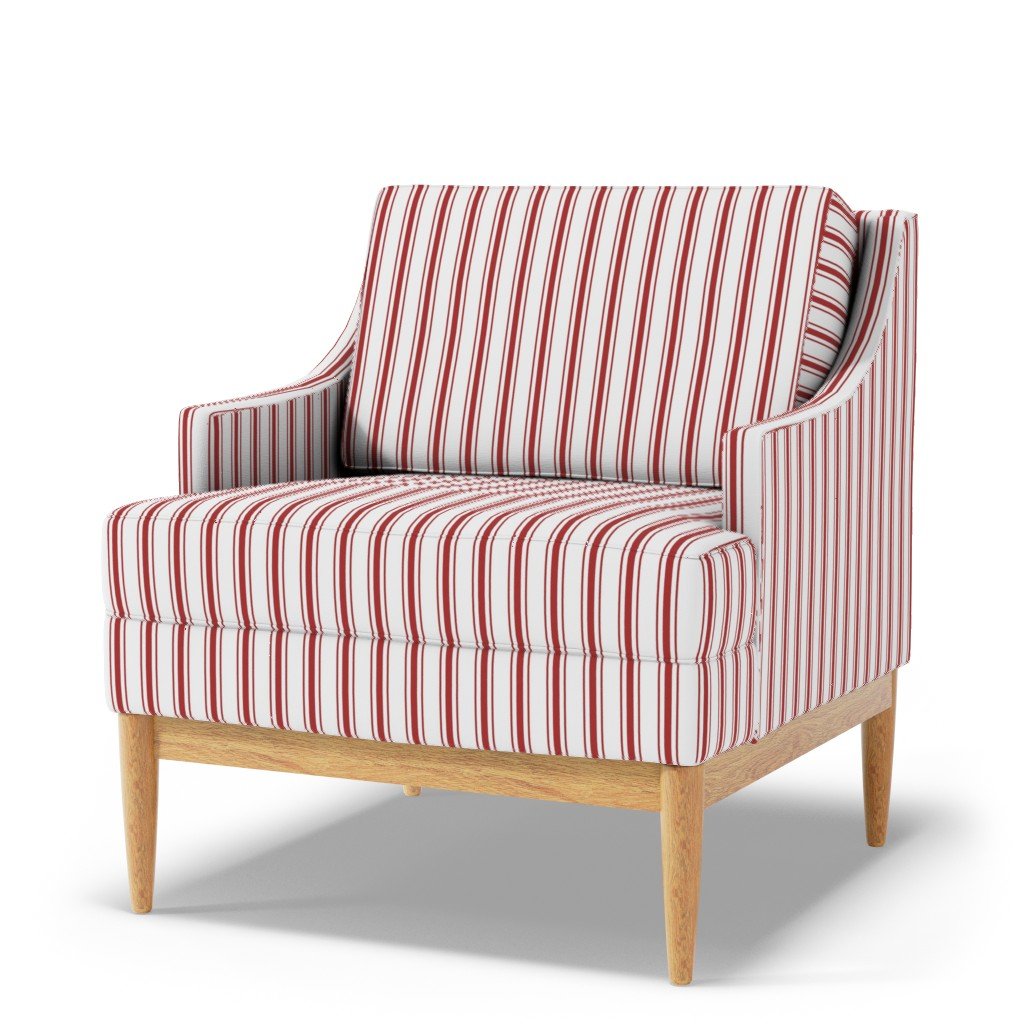 Mattress Ticking Narrow Striped Pattern in Crimson Red Fabric crimson and white fabric