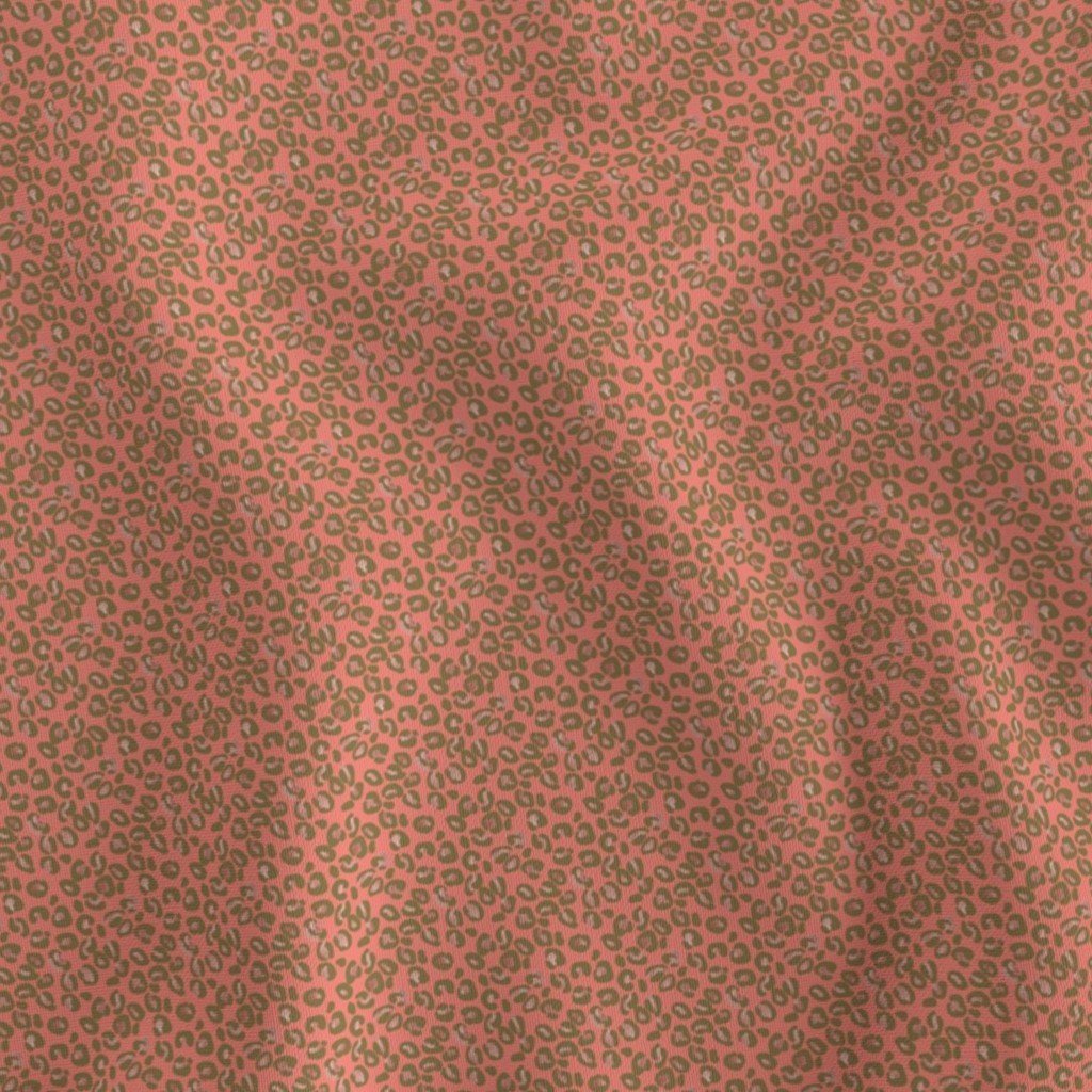Rose Gold Faux Foil Leopard Spots on Coral Fabric coral and rose gold fabric