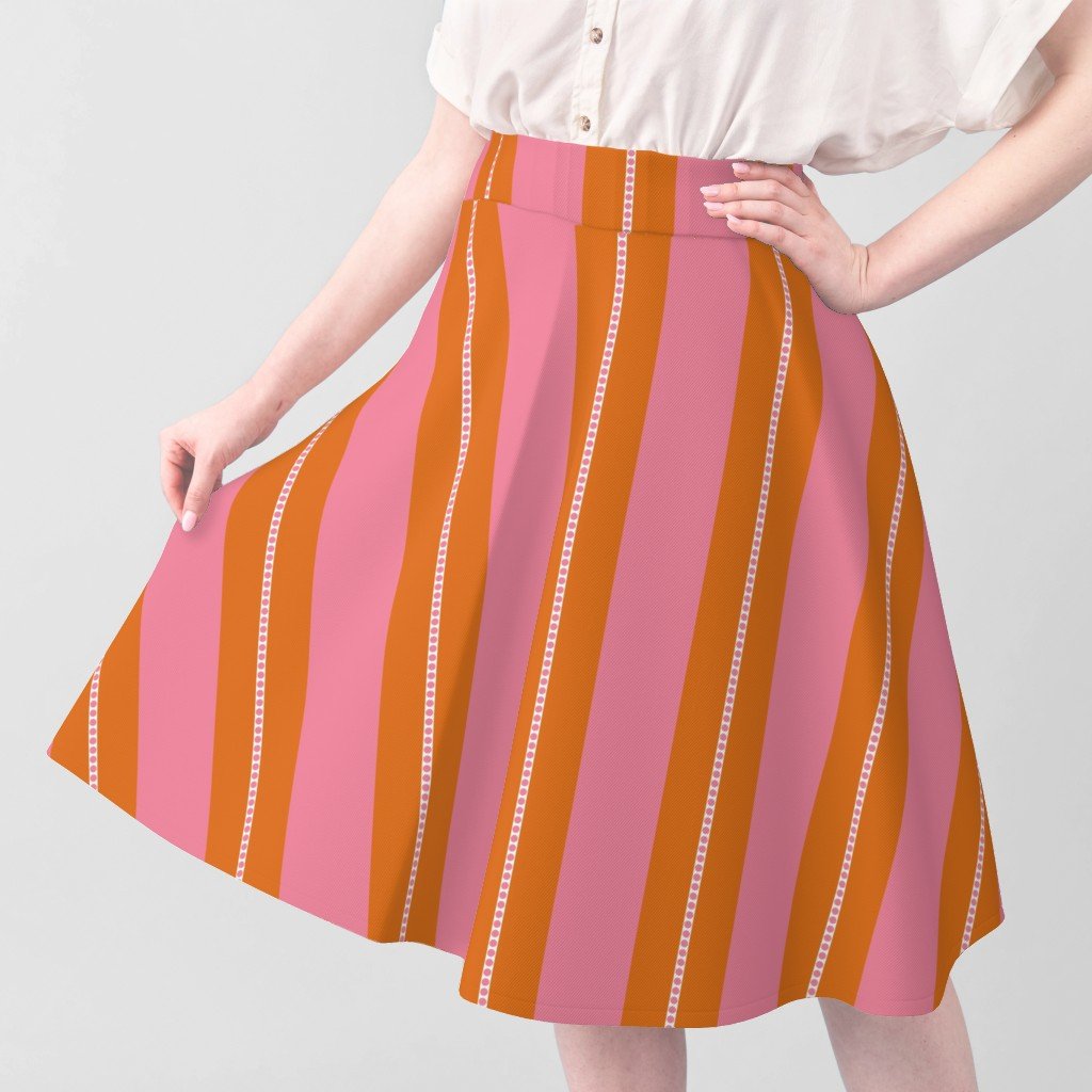 Pink and Burnt Orange Cabana Beach Bubble Stripes Fabric bubble stripes fabric