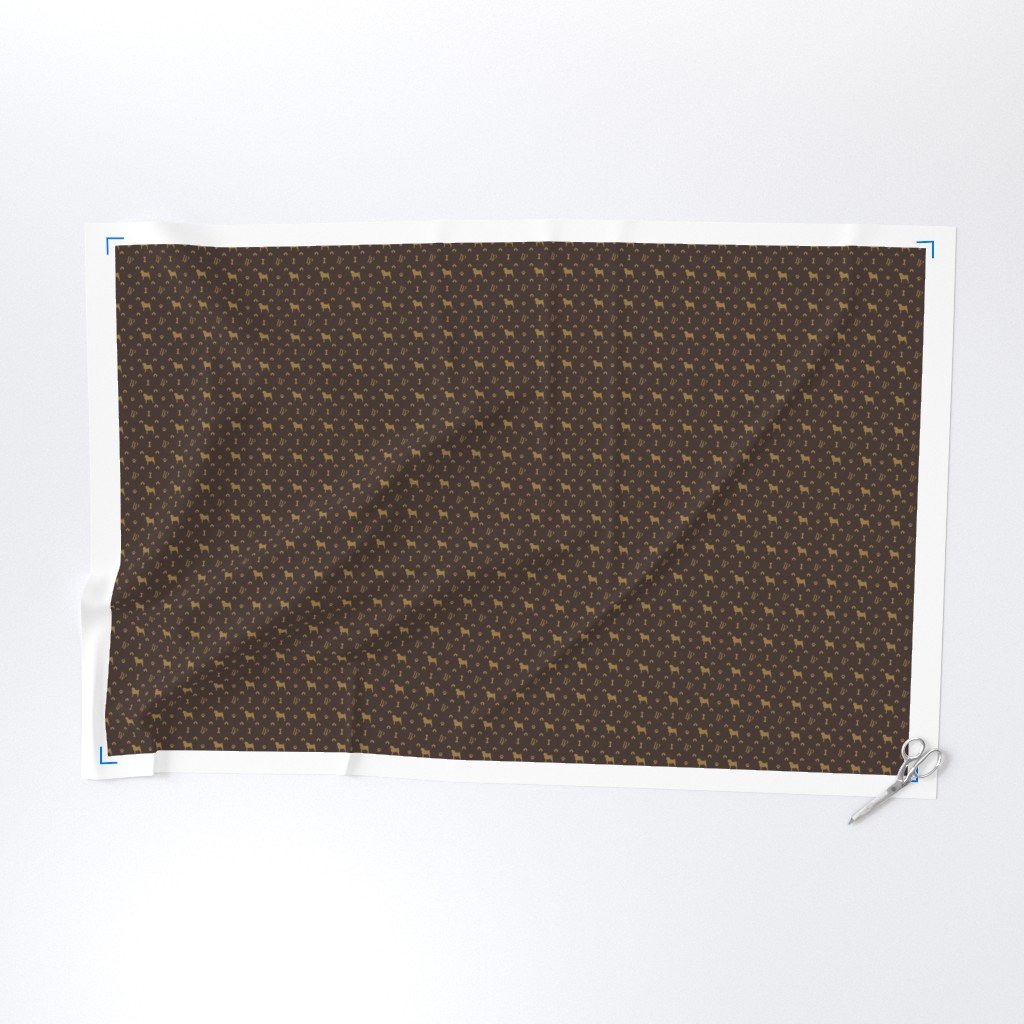 Louis Pug Face Luxury Dog Smaller Pattern in Tan on Brown Fabric brown and tan fabric