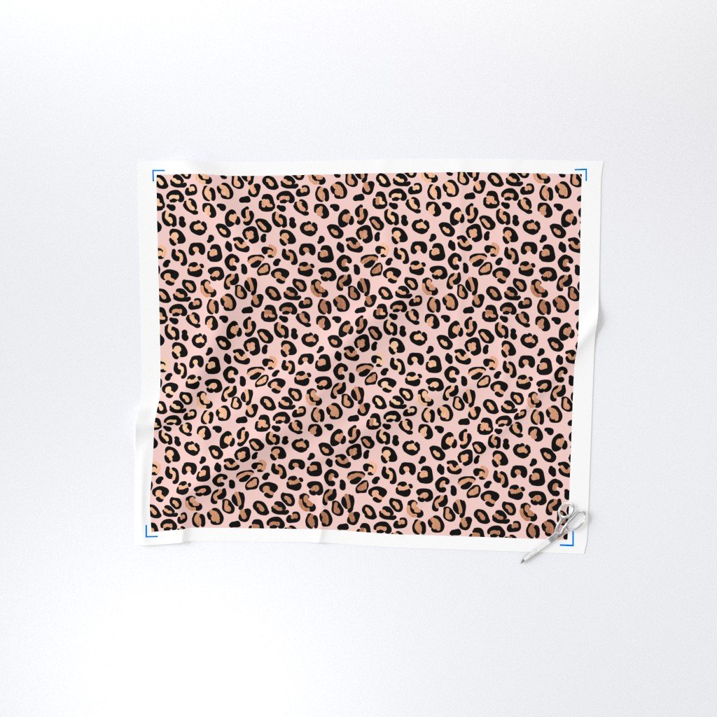 Leopard Rose Gold Shiny Spots on Pink Fabric coral leopard fabric