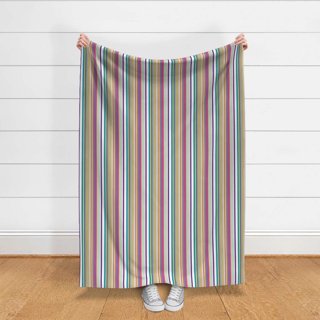 Multicolore Louis Frenchie Coordinate Candy Stripes Print Fabric french bulldog fabric
