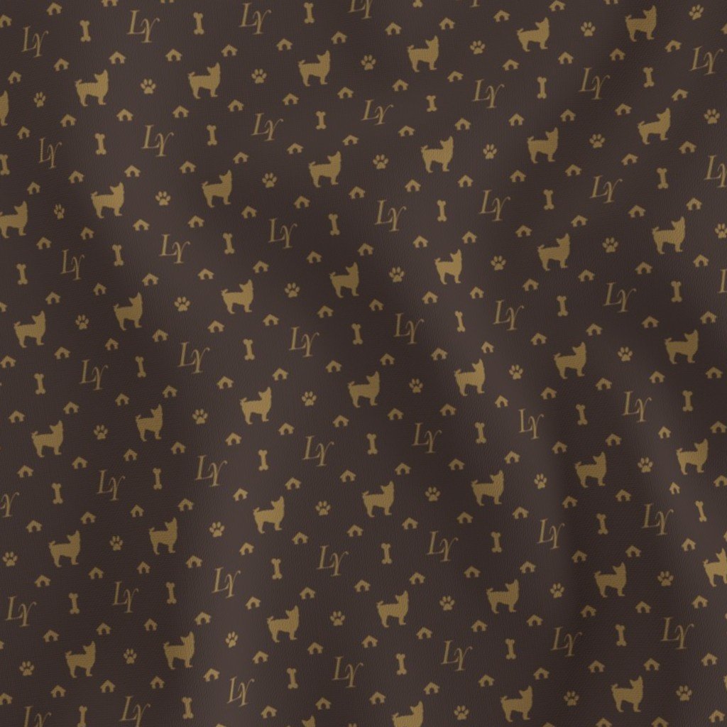 Louis Yorkshire Terrier Luxury Dog Smaller Pattern in Tan on Brown Fabric dog print fabric