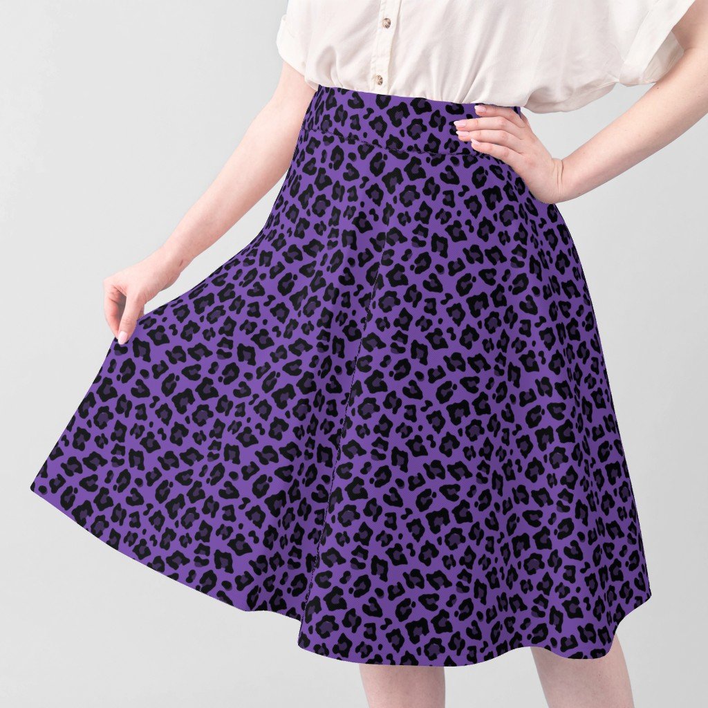 Leopard Spots Animal Repeat Pattern Print in Purple and Black Fabric animal print fabric