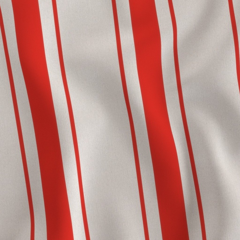 Garnet Red Antique Vintage Mattress Ticking Stripe on Cream Fabric antique stripe fabric