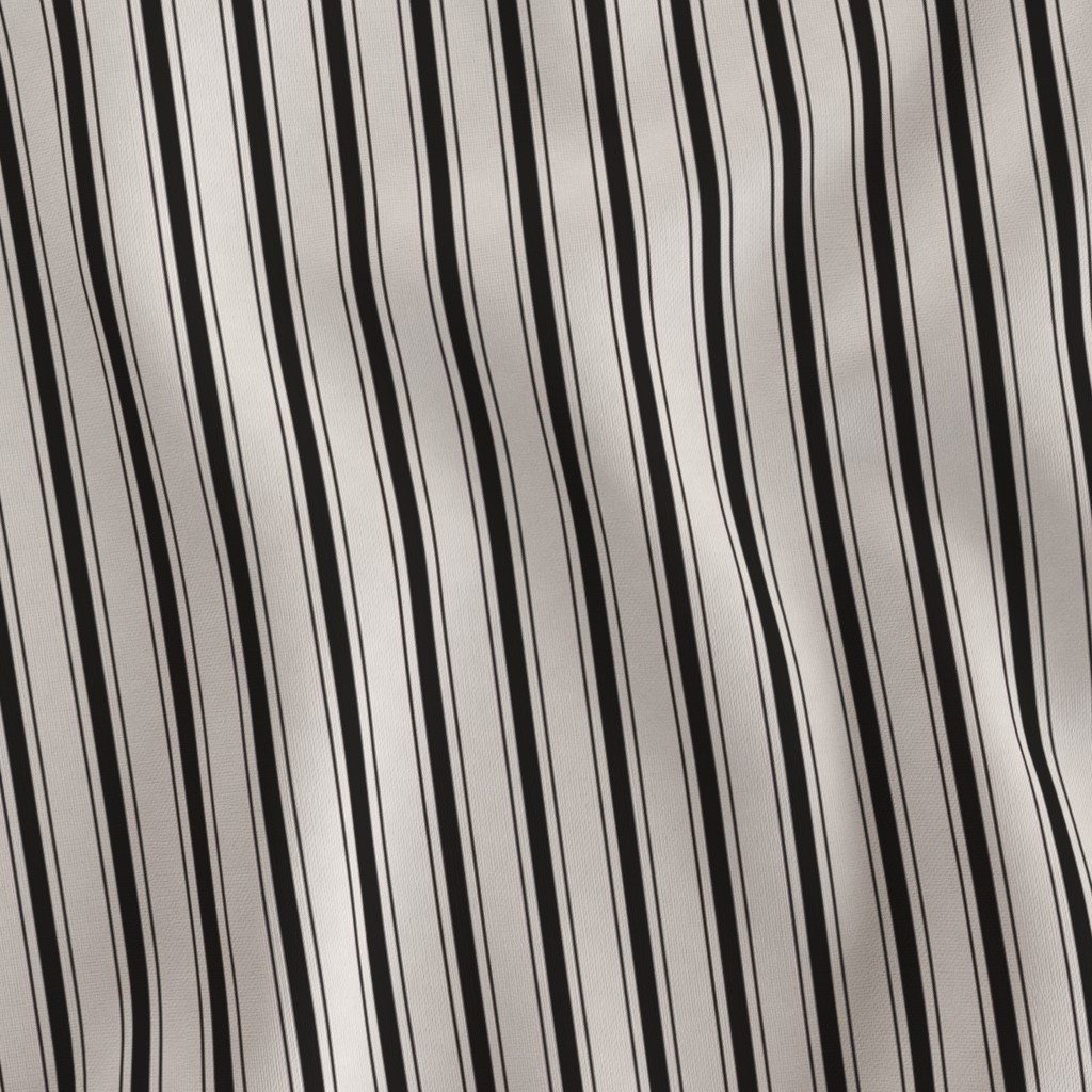 Mini Coal Black Antique Vintage Mattress Ticking Stripe on Cream Fabric antique stripe fabric