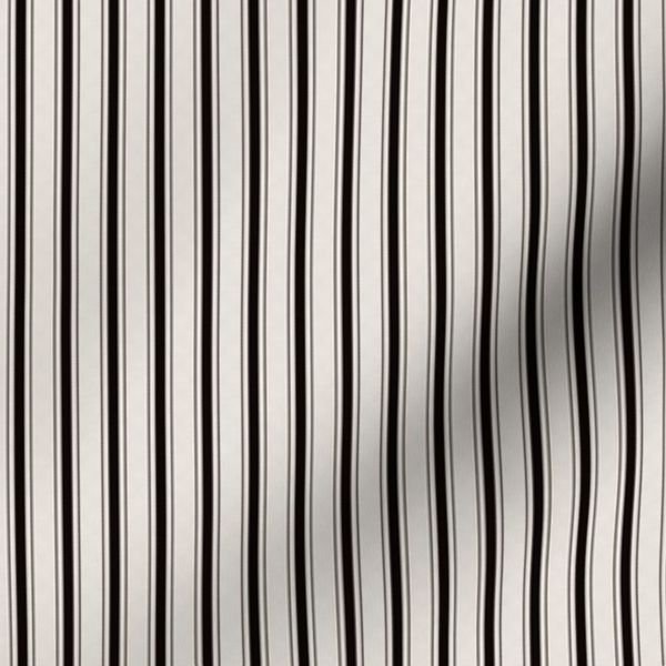 Micro Coal Black Antique Vintage Mattress Ticking Stripe on Cream Design Collection Home Styling Collection micro coal black fabric design