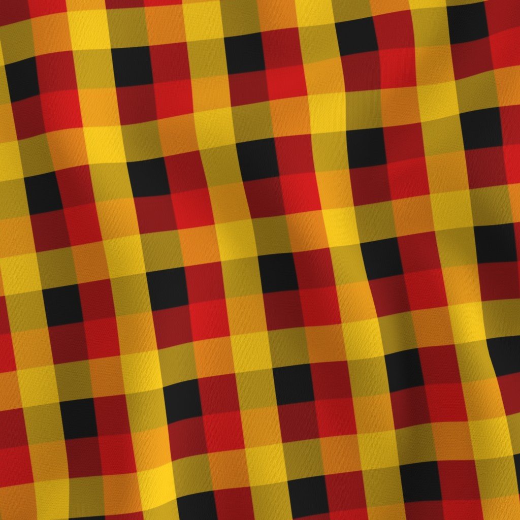German Flag Colors Red Gold and Black Large 1 Inch Gingham Check Fabric german colors fabric