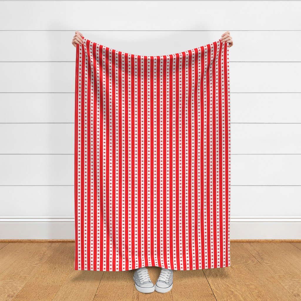 Canadian Flag Colors Red White and Maple Leaves 1 Inch Vertical Fabric flag colors fabric