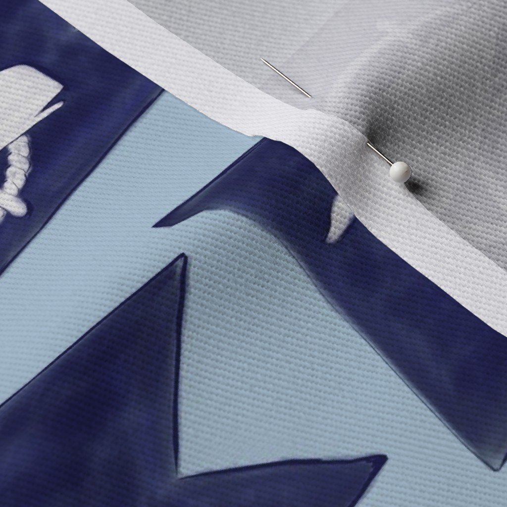Nantucket Sperm Whale Burgee Flag Handpainted on Pale Blue Fabric nantucket whaler fabric