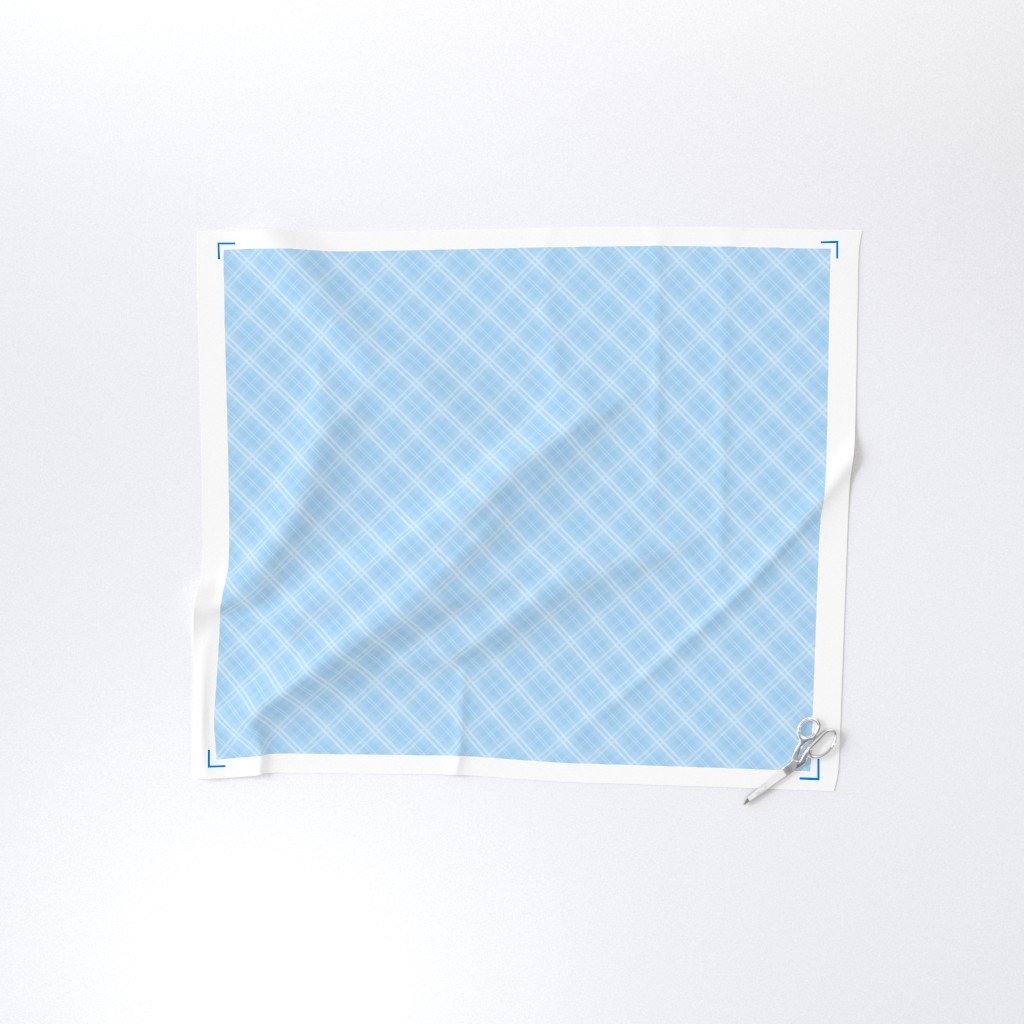Diagonal Tartan Check Plaid in Pastel Baby Blue with Pale Blue Lines Fabric baby blue tartan fabric