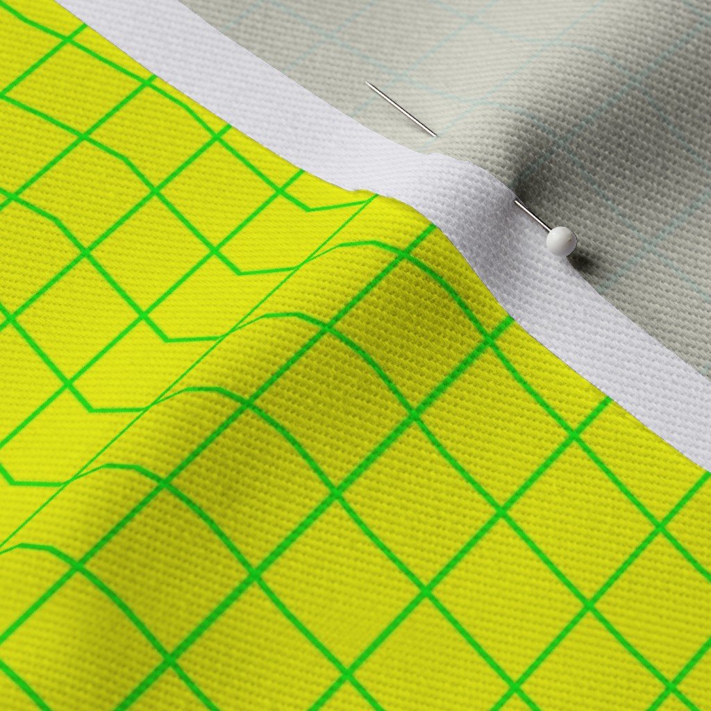 Green on Yellow on Lemon and Lime Grid 1/2 inch Fabric lemon and lime fabric