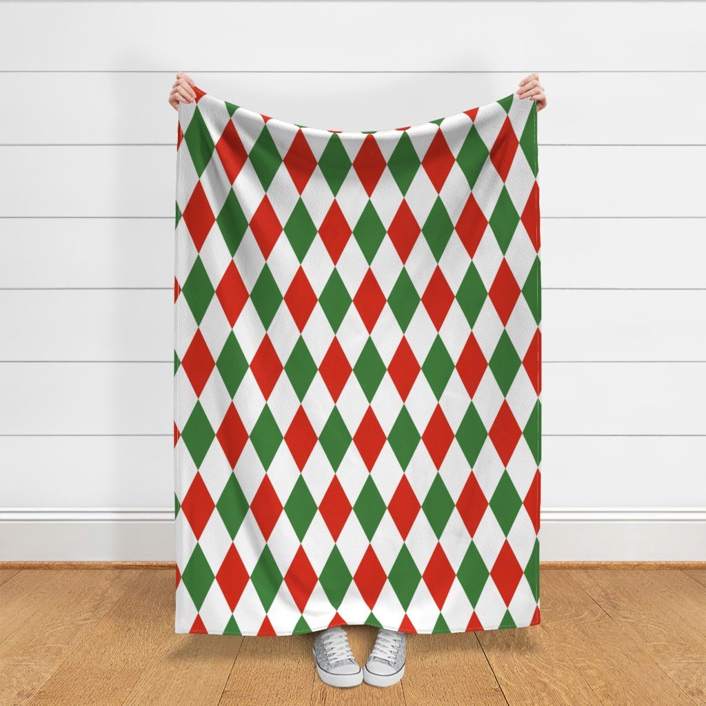 Jumbo Red Green Christmas Harlequin Diamond Check Fabric christmas green fabric