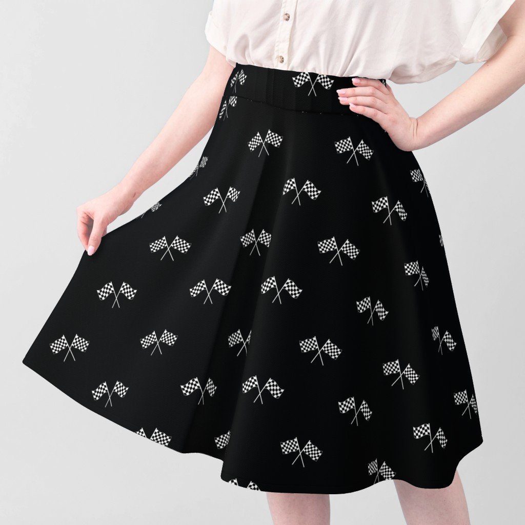 Small Black and White Classic Chequered Flags on Black Fabric black flag fabric