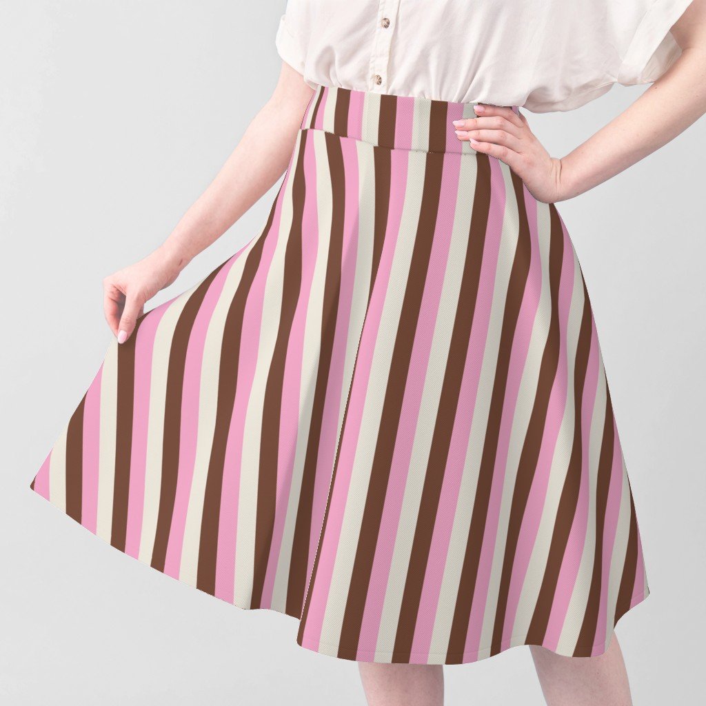 Vertical Vanilla Chocolate Strawberry Ice Cream Stripes 1 inch Fabric chocolate ice cream fabric