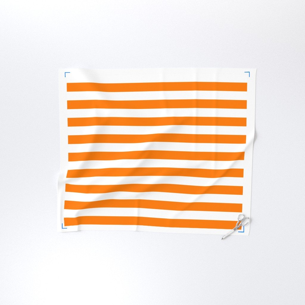 Florida Orange and White Horizontal Stripes Fabric florida orange fabric