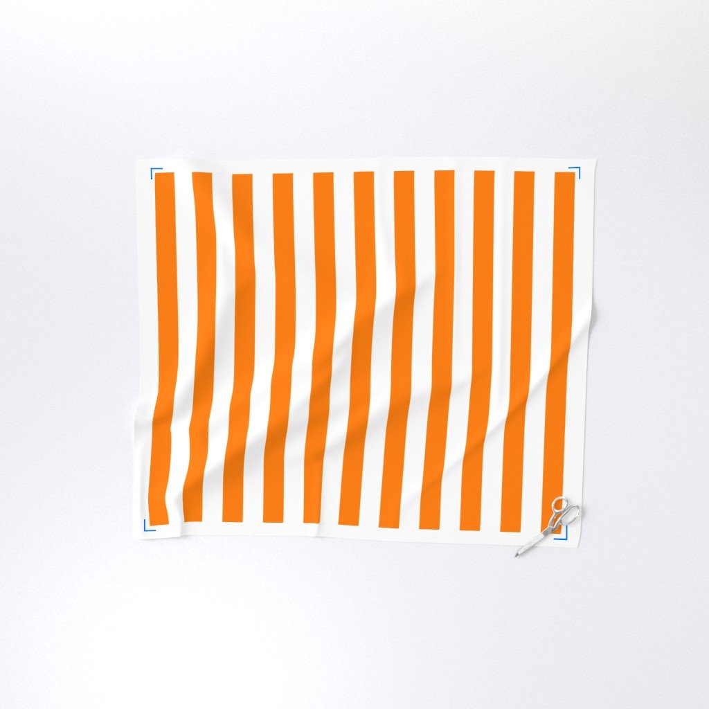 Florida Orange and White Vertical Stripes Fabric florida orange fabric