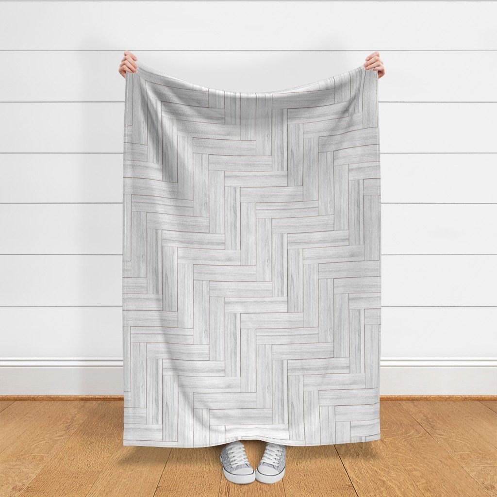 Whitewashed Geometric Herringbone 3 inch Fabric whitewash parquet fabric