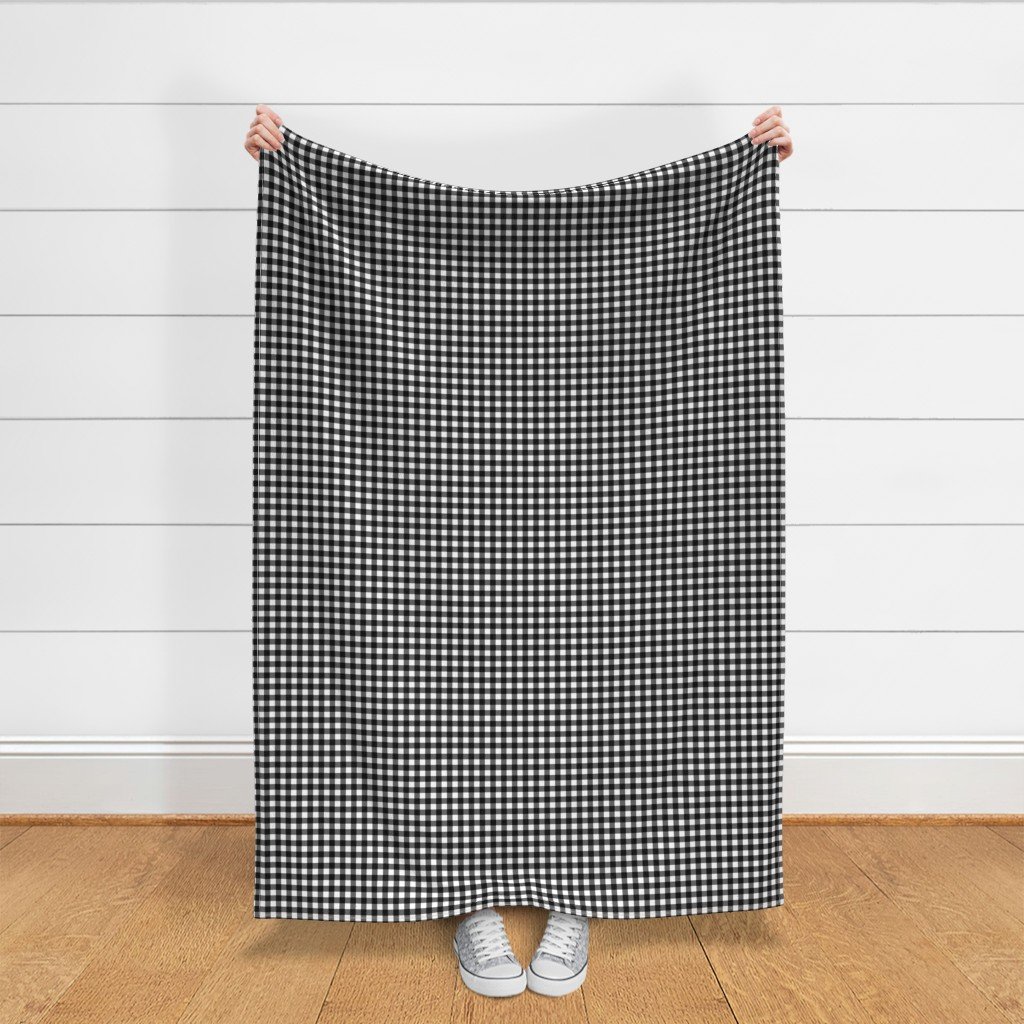 Black Color Classic Small Half Inch Gingham Check Tartan Plaid Fabric black and white fabric