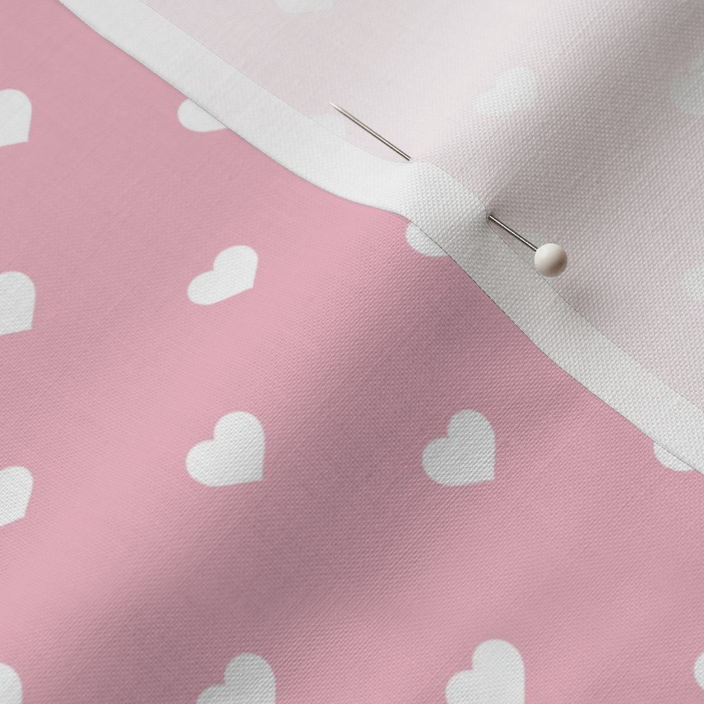 Mini White Valentines Polkadot Love Hearts on Cotton Candy Fabric cotton candy fabric