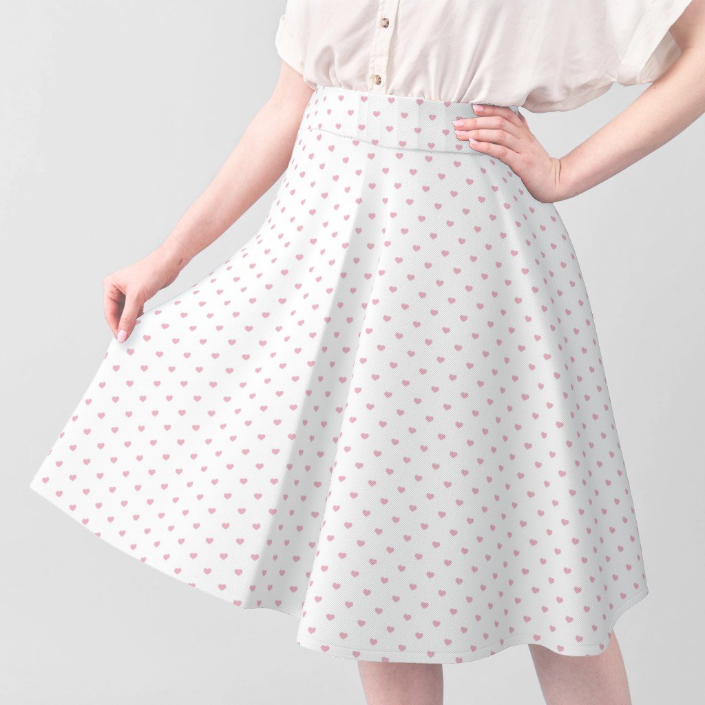 Mini Blush Pink Valentines Polkadot Love Hearts on White Background Fabric blush and white fabric
