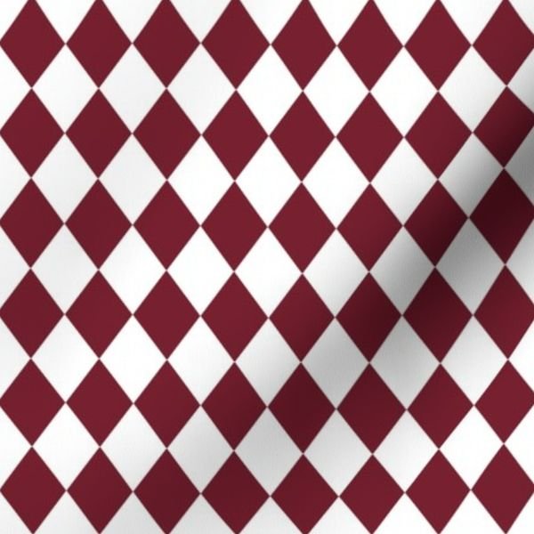 Small Wine and White Diamond Harlequin Check Pattern Design Collection Home Decor Collection diamond pattern fabric design
