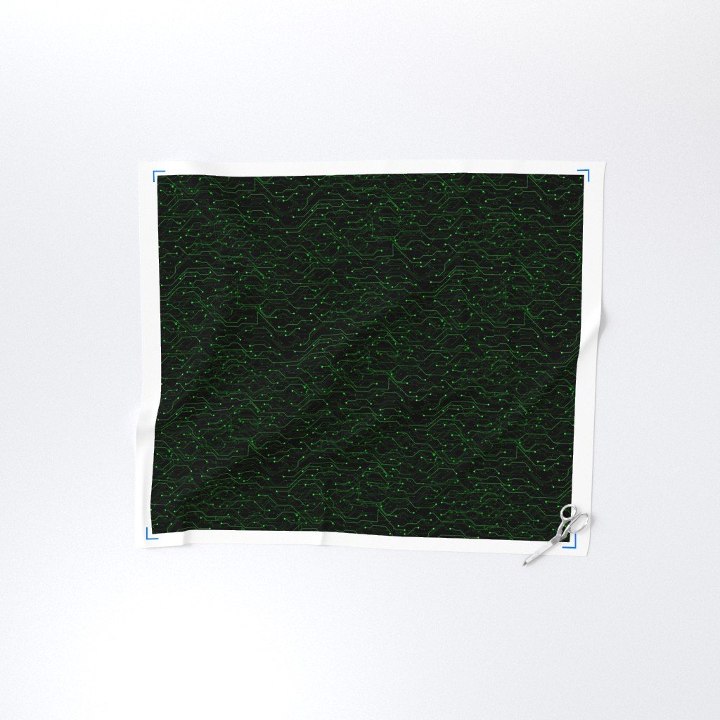 Small Bright Green Neon Computer Motherboard Circuitry Fabric neon green fabric