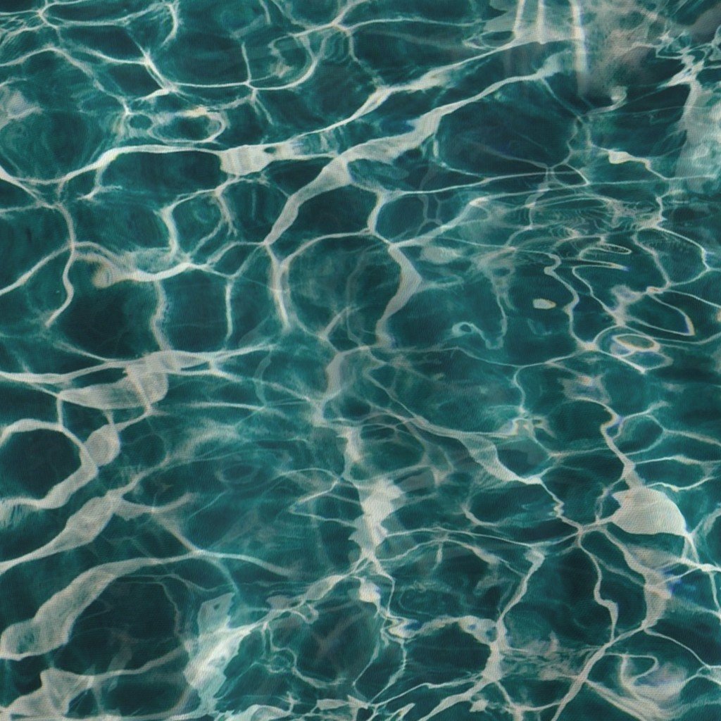 Deep Teal Ocean Water Ripple Reflections with Shimmering Coastal Waves Fabric green water fabric