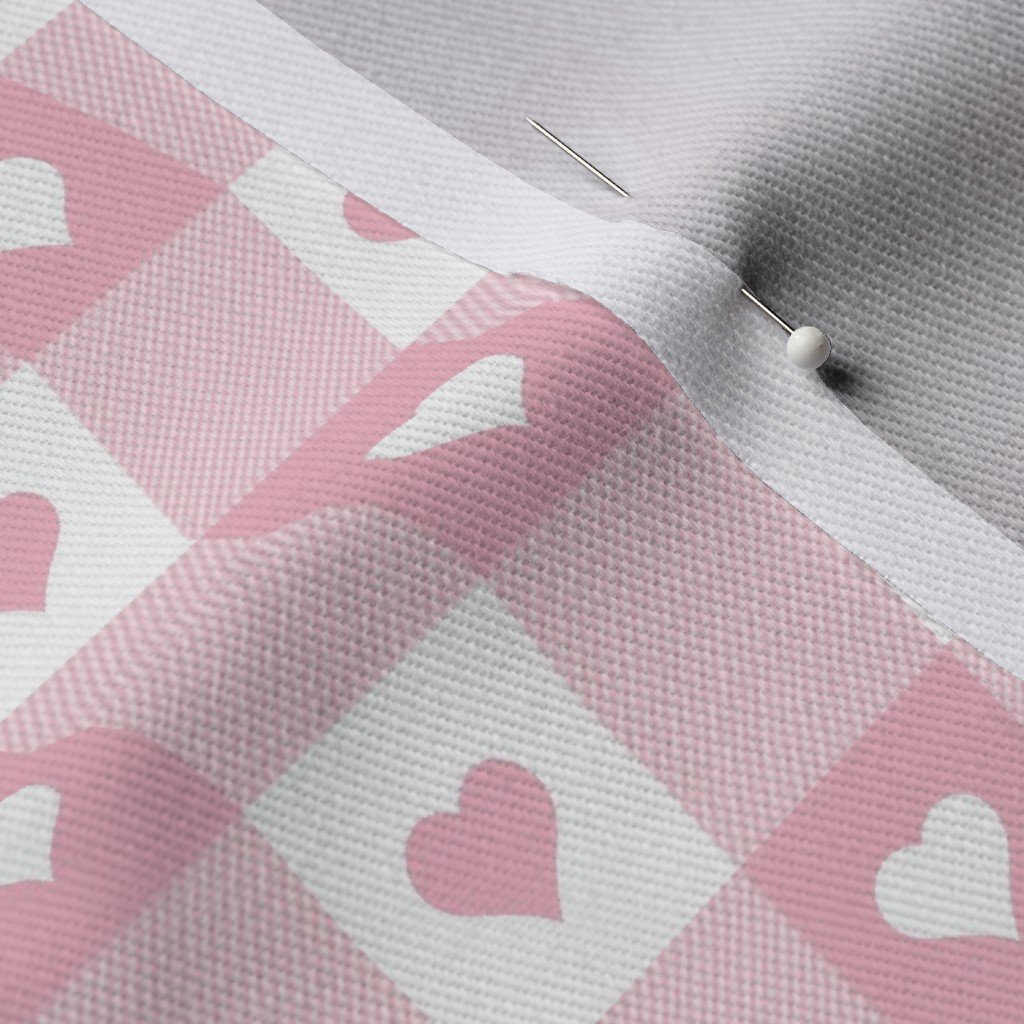 Cotton Candy and White Gingham Valentines Check with Center Heart Fabric cotton candy and whi fabric