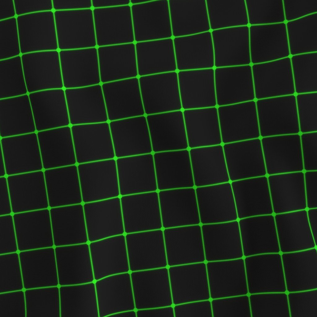 Small Matrix Optical Illusion Grid in Black and Neon Green Fabric neon green fabric