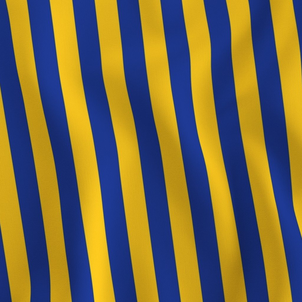 School Colors Vertical One Inch Stripe Blue and Gold Mairemont HS Fabric blue and gold fabric