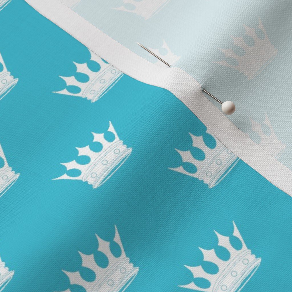 Mini Turquoise with Pale Grey Crowns Turquoise Fabric crowns fabric