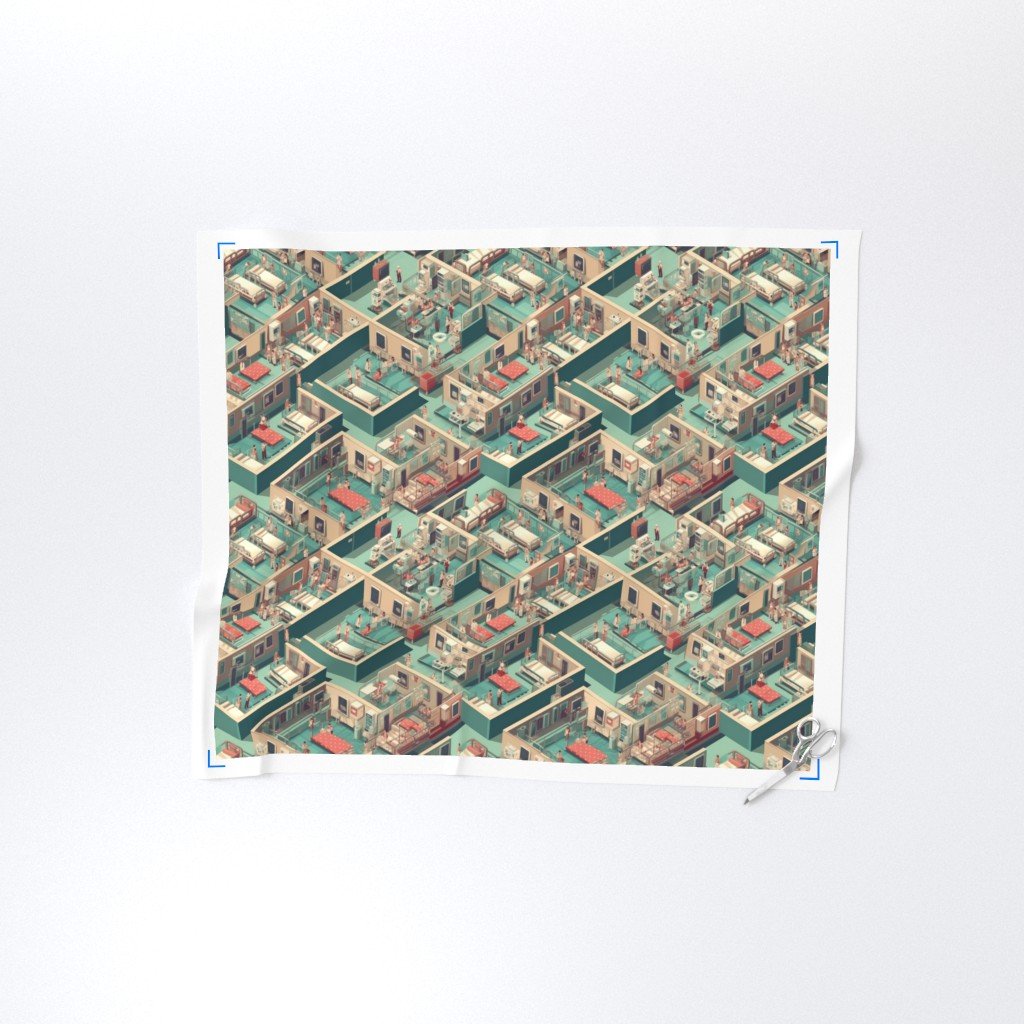 Green Hospital Wards Fabric green scene fabric